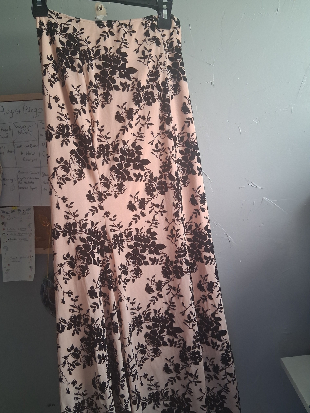 Women's Blush Pink Floral Maxi Skirt